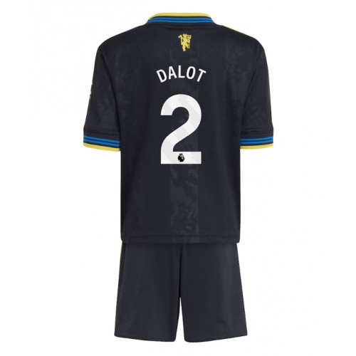 Maglia Calcio Manchester United Diogo Dalot #2 Terza Divisa Bambino 2025-26 Manica Corta (+ pantaloncini)